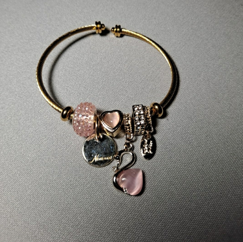Pink Charm Bangle Bracelet